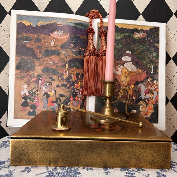 Japanese Gold Lacquered Large Box Black Interior| Cherry Blossoms Storage Decor - Picture 4 of 16